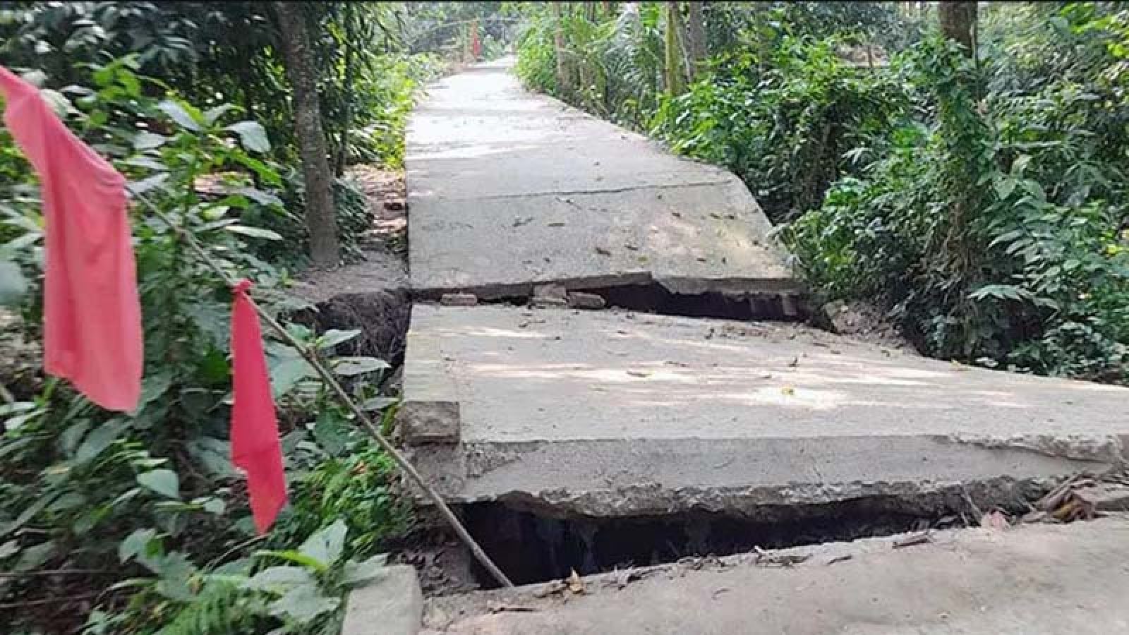 বগুড়ার ধুনটে ভেঙে গেছে কোটি টাকার সড়ক, দুর্ভোগে গ্রামবাসী