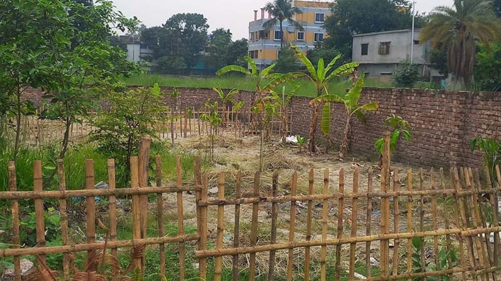 জমি দখলে নিতে ইটের প্রাচীরের ভেতর  দিলেন বিএনপি নেতার ভাই