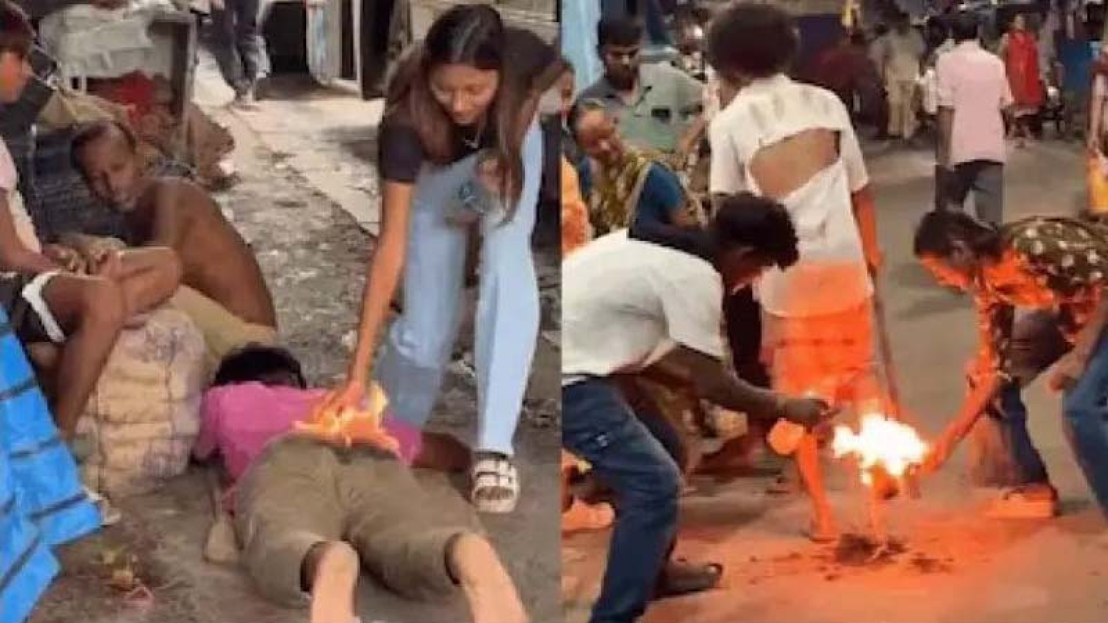 ভিউয়ের লোভে ফুটপাতে ঘুমন্ত মানুষকে পুড়িয়ে মারার চেষ্টা তরুণীর?