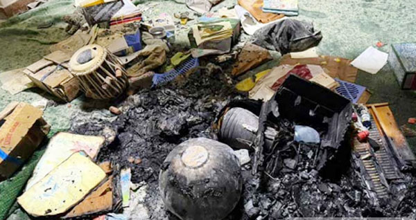 ছায়ানটে ভাঙচুর-আগুন: ‘ওরা আমার সন্তানের স্কুল পুড়িয়েছে’