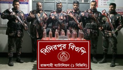গোদাগাড়ী সীমান্তে ভারতীয় মদ জব্দ