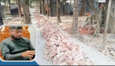 চাঁদা না পেয়ে সড়কের ইট তুলে ফেললো ডাবলু বাহিনী
