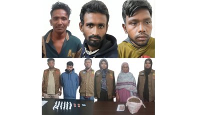 মাদকবিরোধী অভিযানে ৫ জন মাদক ব্যবসায়ী গ্রেপ্তার