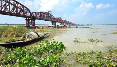 ঈশ্বরদীতে পদ্মায় পানি কমছে, এখনও পানির নিচে চরাঞ্চলের মাঠ